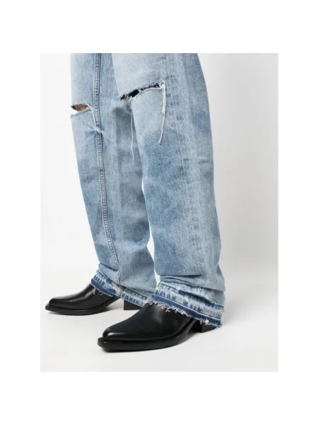 Jeansy straight leg Cotton Citizen z dziurami czarne