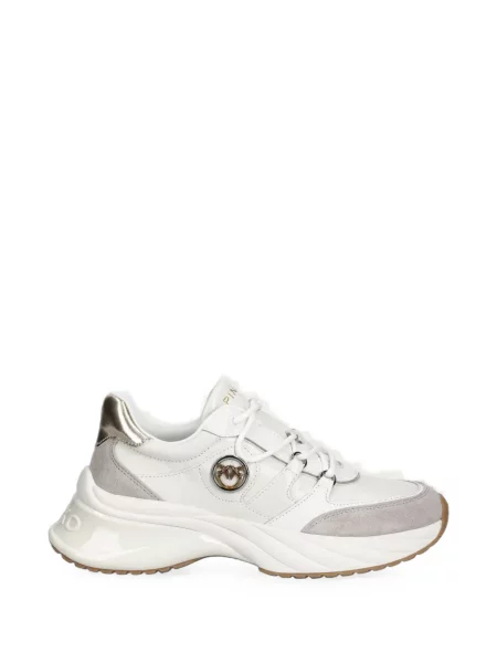 Sneakerși Pinko cu șireturi din dantelă alb
