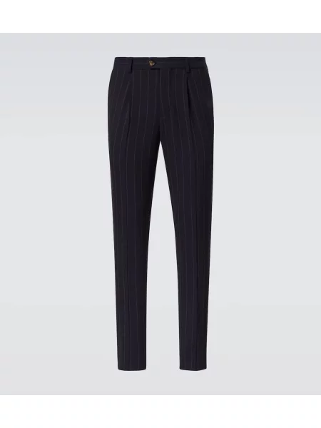 Vlněné kalhoty Brunello Cucinelli modré