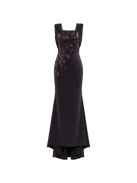 Rochie maxi Saiid Kobeisy din crep negru