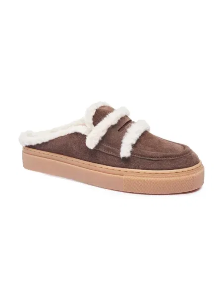 INUIKII De piele mules încălțăminte | shearling maro