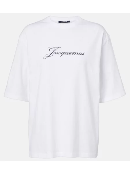 Tricou Jacquemus din jerseu cu autograf alb