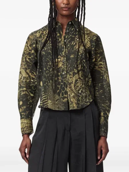 Cămașă Allsaints cu imagine verde