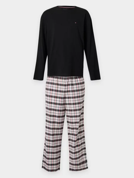 Tommy Hilfiger Underwear Pijama lungă roșu / negru alb