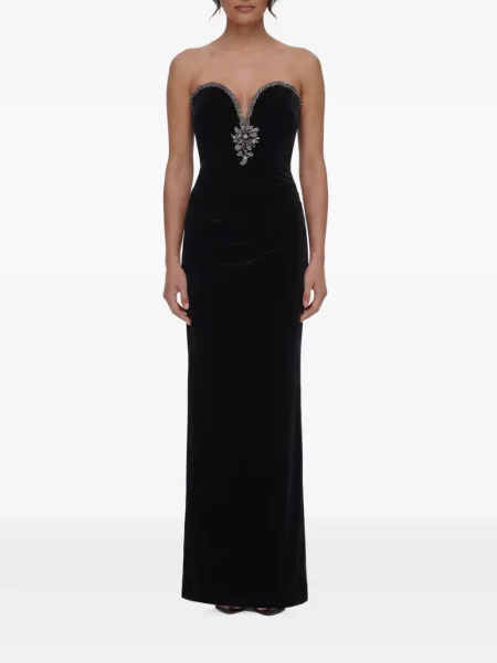 Rochie maxi Self-portrait de catifea negru