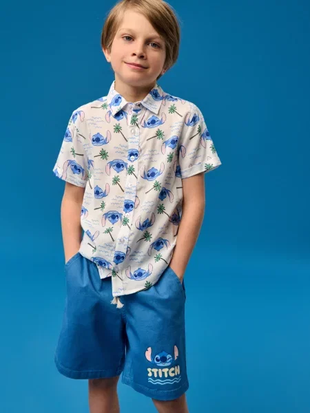 Sinsay Džínové kraťasy Stitch mid blue modré