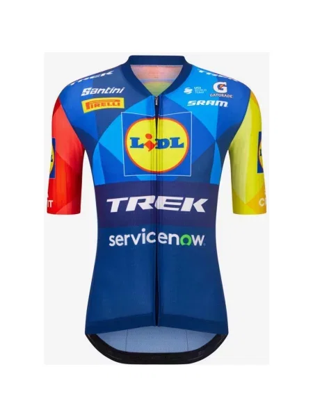 Koszulka rowerowa Lidl-Trek Team Original krótki rękaw niebieska żółta Corte Sleek XS czerwona