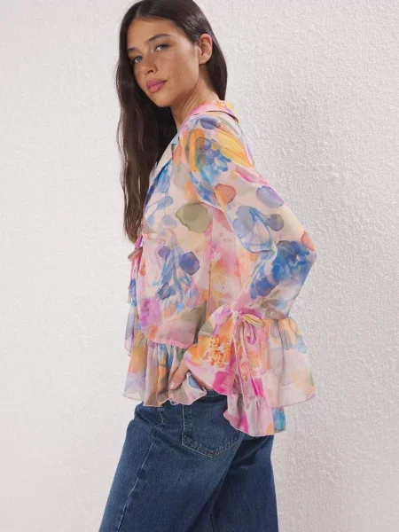 Trendyol Bluză safir / jad / portocaliu caisă / roz pastel verde