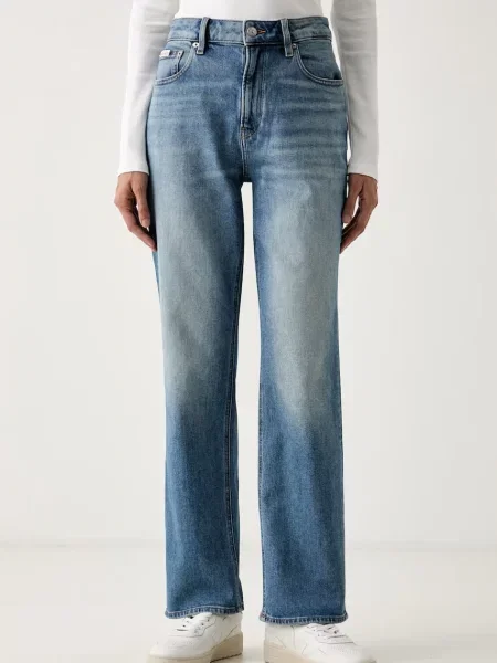 Calvin Klein Jeans blugi straight pentru femei albastru
