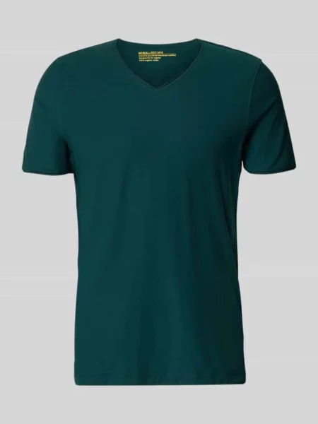 T-shirt z dekoltem w serek i zrolowanym brzegiem Mcneal zielona