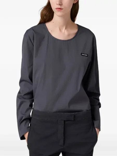 Top Miu Miu din poplin gri
