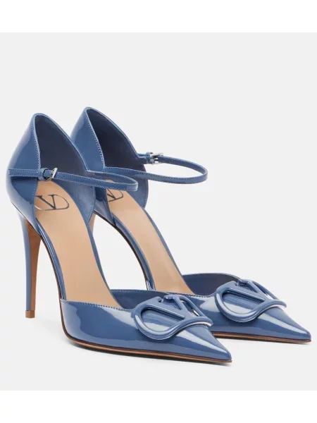 Pantofi cu toc Valentino Garavani din piele de lac albastru
