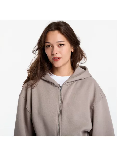 Φούτερ Urban Classics Fluffy Cropped Zip Hoodie Deep Taupe L