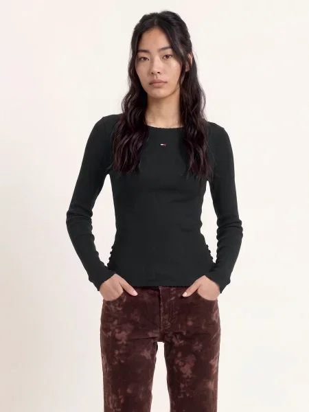 Tommy Jeans Tričko S Dlouhým Rukávem černá