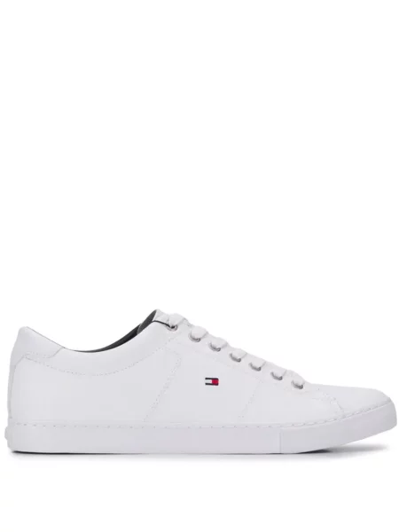 Sneakerși Tommy Hilfiger cu șireturi din dantelă alb