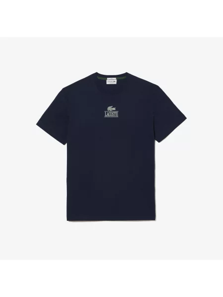 Lacoste Unisex T-Shirt Regular Fit Z Okrągłym Dekoltem granatowa