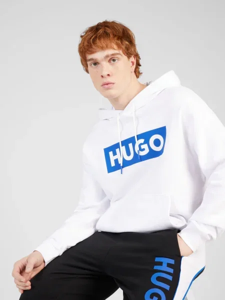 Geacă Hugo Blue cu glugă alb