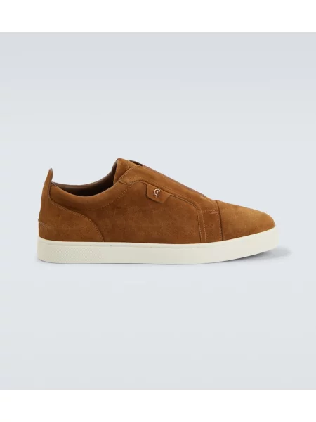Sneakerși Christian Louboutin din piele de căprioară slip-on maro