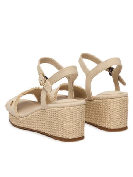 Tommy Hilfiger Sandali Mid Woven Wedge Espad Fringe bež