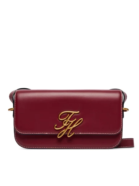 Tommy Hilfiger Kabelka Th Script Flap Crossover Bordová hnedá
