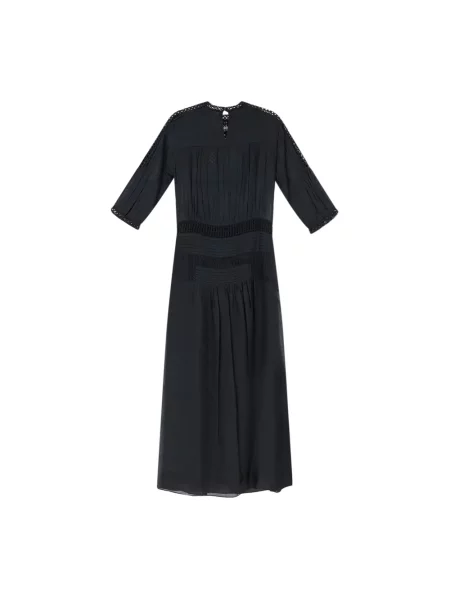 Lniana sukienka maxi Marant Etoile czarna