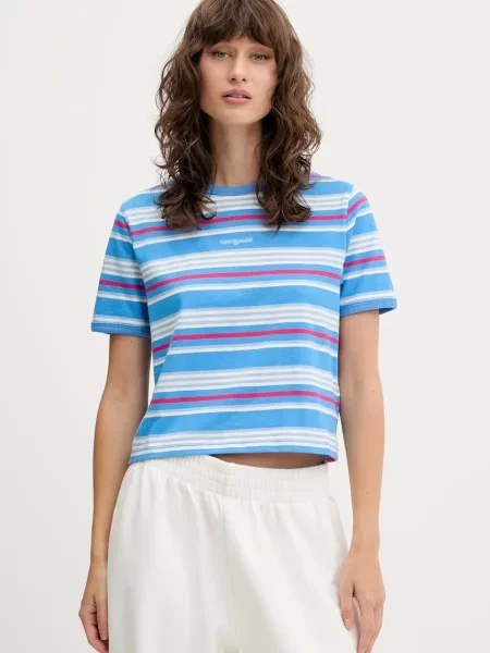 Тениска Tommy Jeans дамска синьо