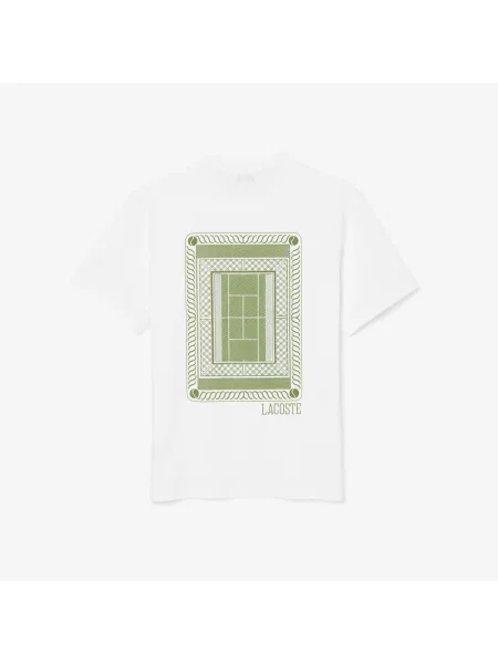 Lacoste T-Shirt Z Nadrukiem Z Dżerseju biały