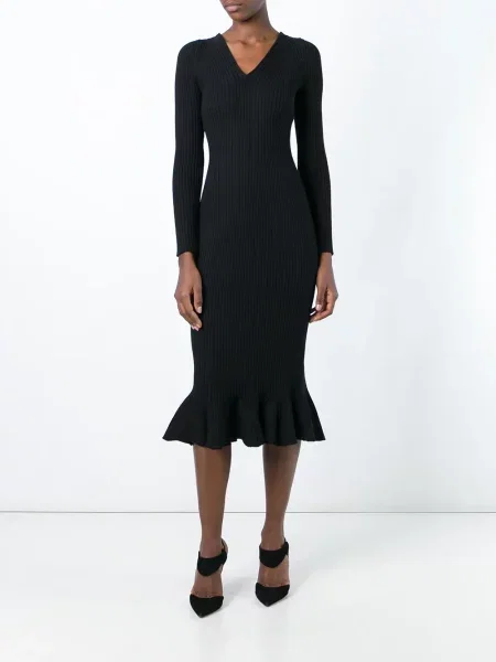 Rochie Lanvin tricotate cu volane negru