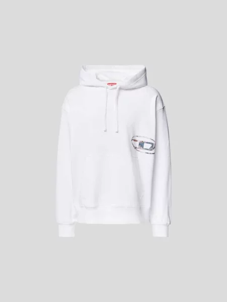 Bluza z kapturem z nadrukiem z logo Diesel biała