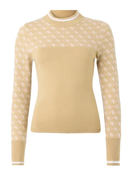 GUESS Pulover gri taupe / alb bej