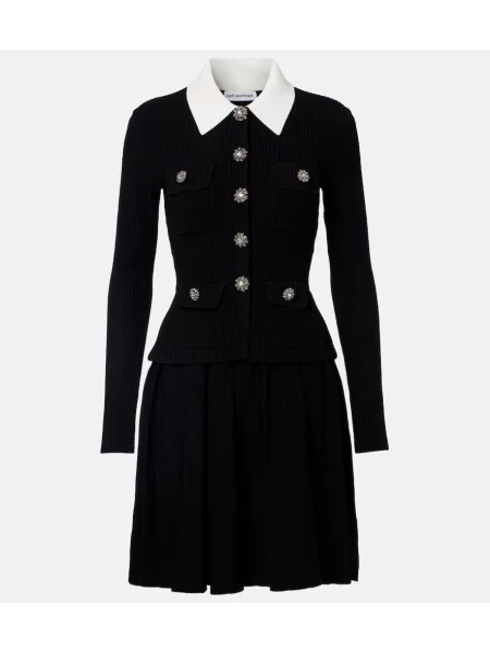 Плисирана рокля Self-portrait черно