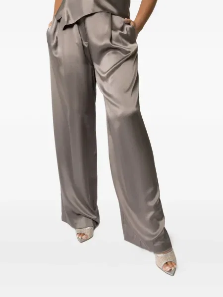 Pantaloni The Sei din satin plisate gri