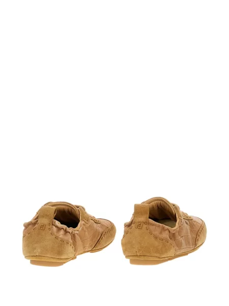 Sneakerși Fendi cu șireturi din dantelă maro
