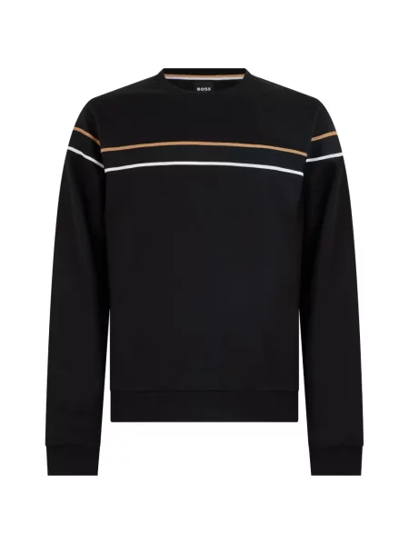 Lung tricou Boss cu dungi negru