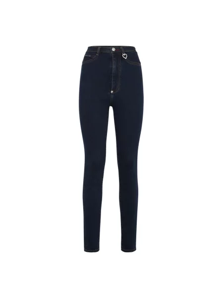 Talia jeansy Philipp Plein z wysoką talią niebieskie