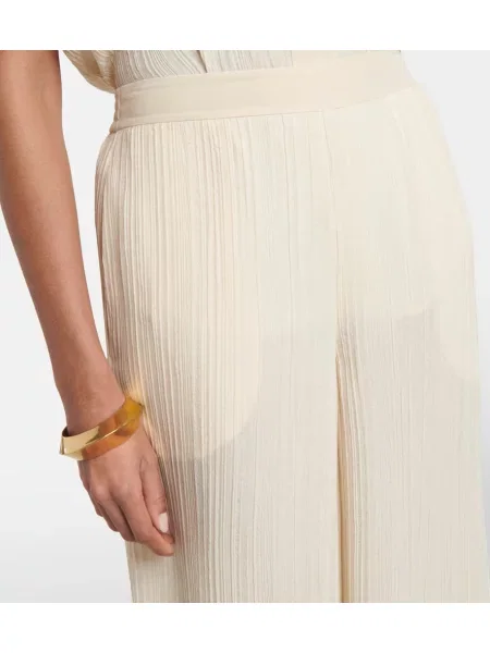 Pantaloni Joseph din jacard plisate alb