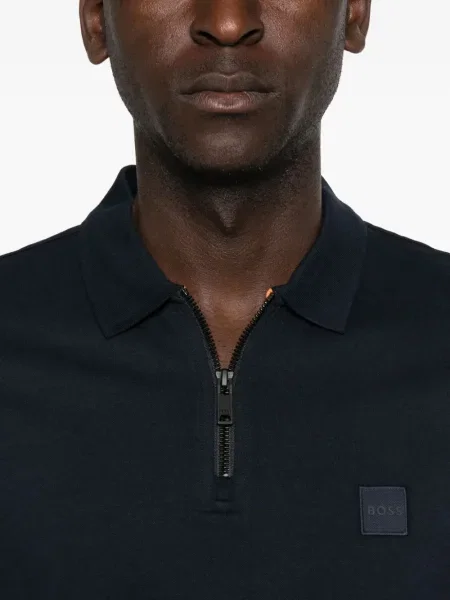 Tricou polo Boss cu autograf albastru