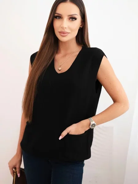 Pulover Kesi Włoski fără mâneci negru