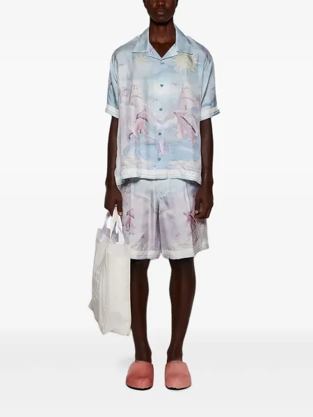 Pantaloni scurți Givenchy de mătase albastru