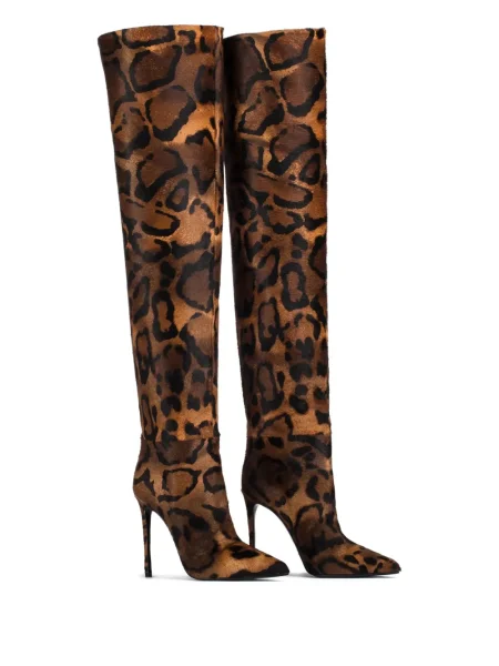 Botine Le Silla din piele cu imagine cu model leopard maro