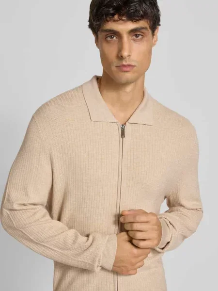 Kurtka o kroju slim fit z dzianiny z mieszanki z wykładanym kołnierzem Mcneal