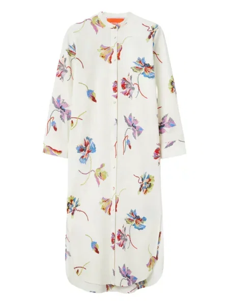 Rochie tip cămașă La Doublej cu model floral cu imagine de costum alb