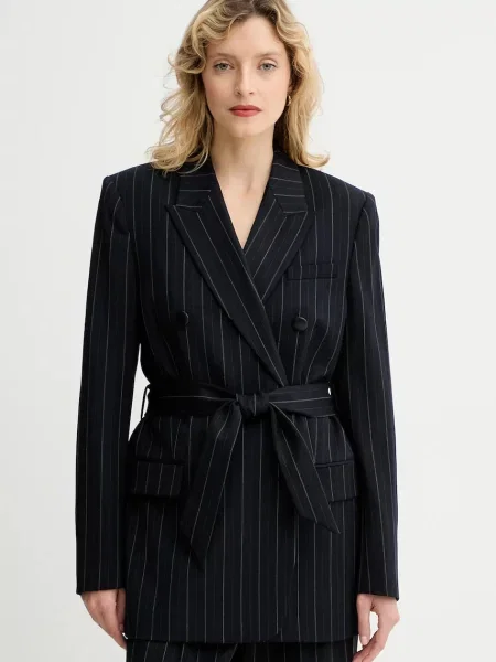 Rag & Bone jachetă cu lână bleumarin cu două rânduri de cu imprimeu