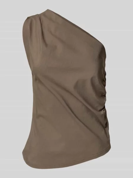 Bluzka My Essential Wardrobe z odkrytymi ramionami wiązana brązowa