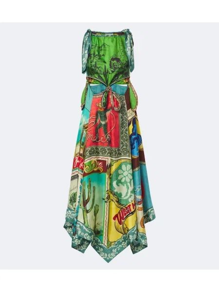 Rochie midi Alemais de mătase cu imagine
