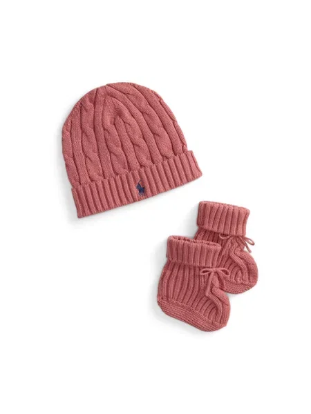 Polo Ralph Lauren Set căciulă și șosete închis roz