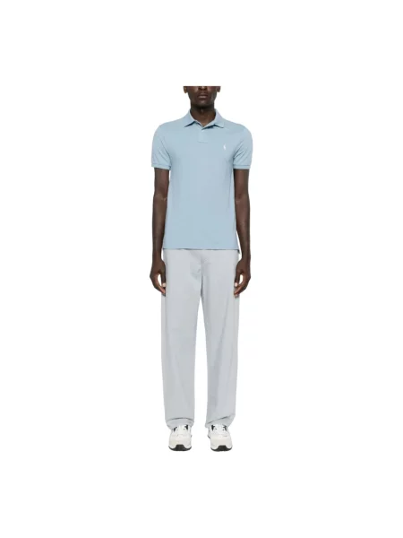 Koszulka polo o kroju slim fit z czystej bawełny Polo Ralph Lauren niebieska