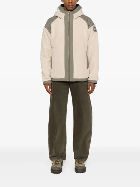 Geacă Canada Goose din fleece cu glugă bej