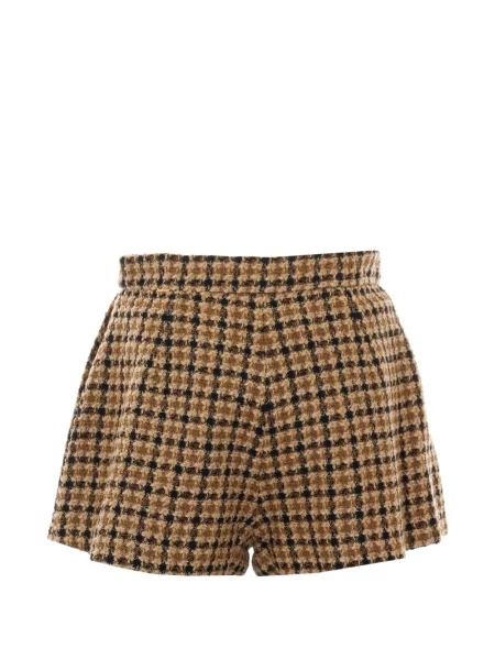 Bouclé pantaloni scurți Twinset în carouri maro