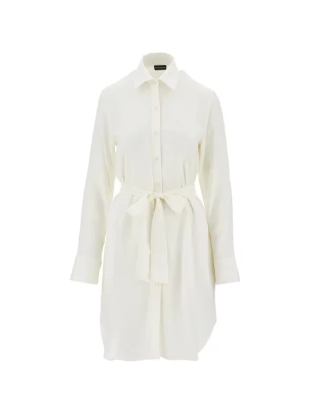 Rochie tip cămașă Emporio Armani cu legături de costum alb